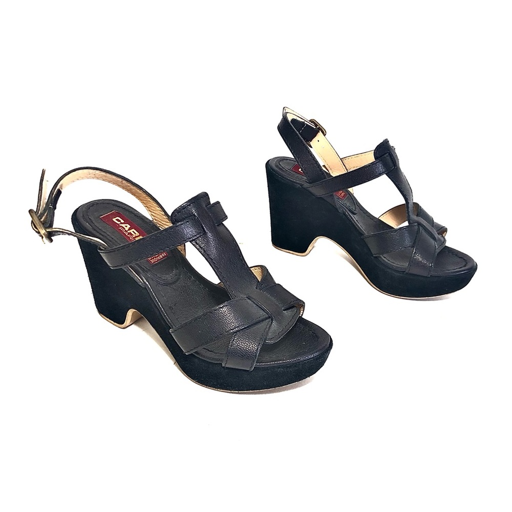 CAREL Paris Black Suede Platform Sandals - Picture 5 of 13